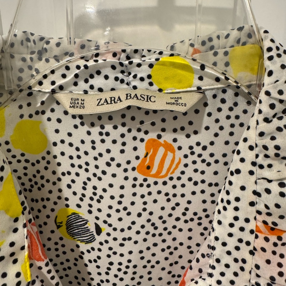 Zara Polka Dot Blouse with Colorful Accents - Picture 4 of 8